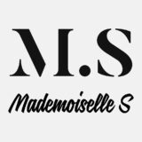 Logo avec lettres M et S et texte mademoiselle S, noir sur fond blanc