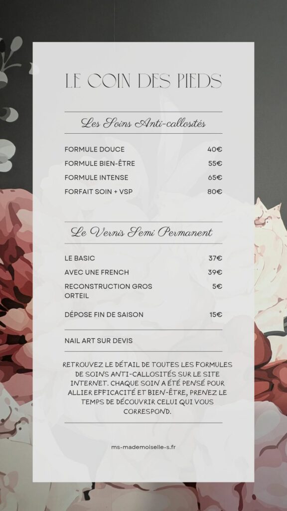 tarifs des soins pour les pieds
